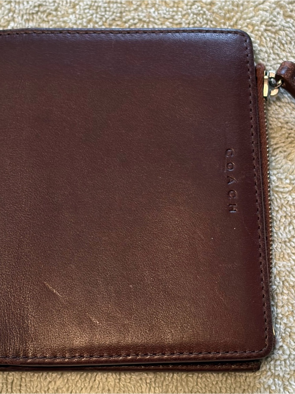 Vintage Coach Brown Leather Wallet Coin Zip Organizer